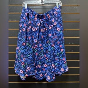LuLaRoe Madison Skirt Women’s Large – Navy Floral & Geometric Print